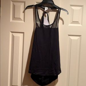 NWT Fabletics black tank with purple sports bra